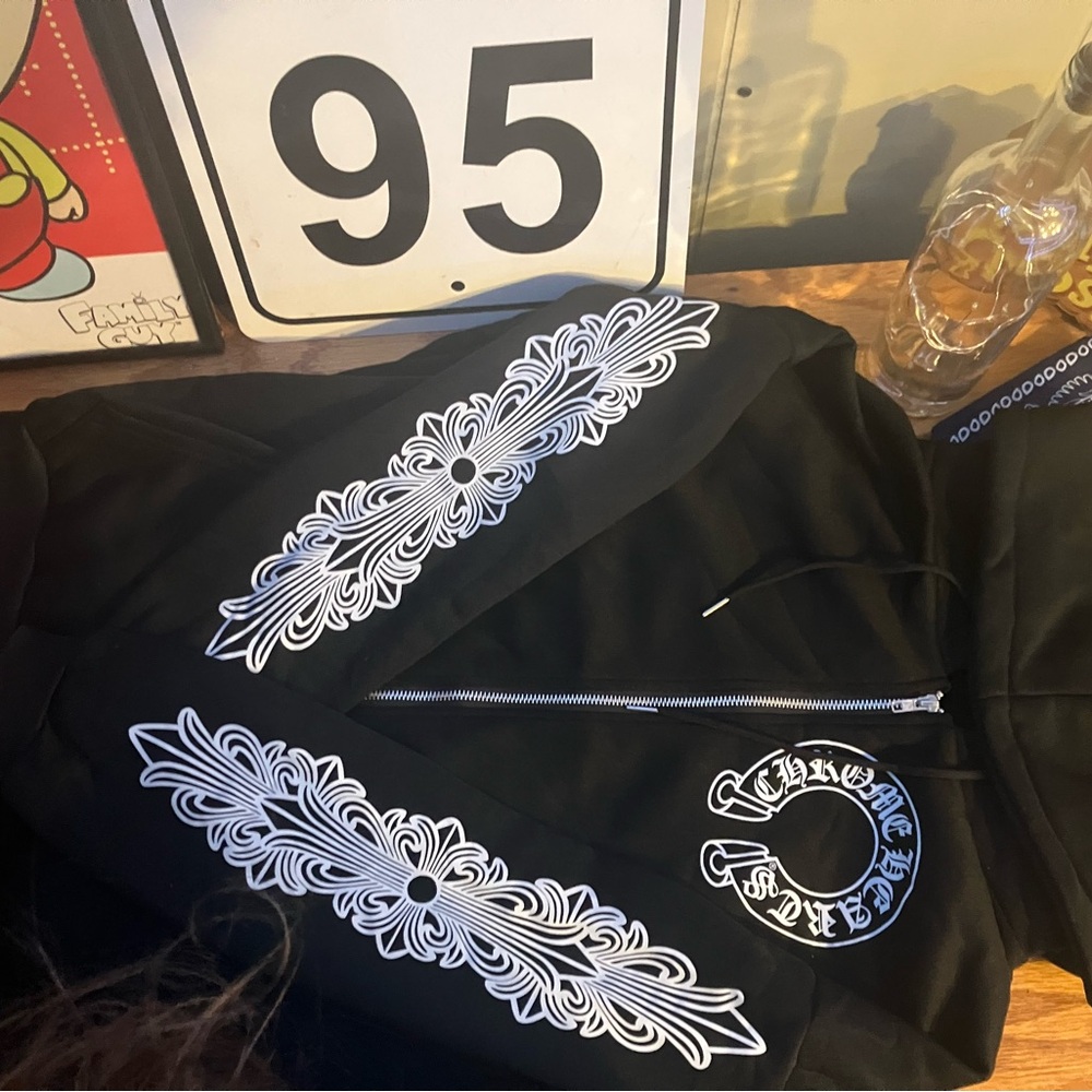 Chrome Hearts Black Hoodie with White Emblem